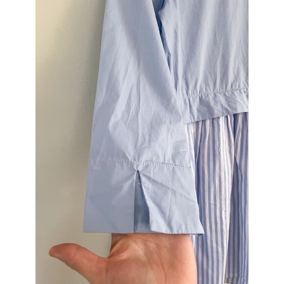 English Factory | Stripe Contrast Mini Shirtdress in Powder Blue | Sz XS - Picture 10 of 11